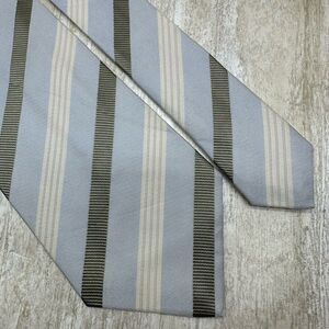 Ermenegildo Zegna Neck‎ Tie Vertical Striped Baby Blue Gray White Silk